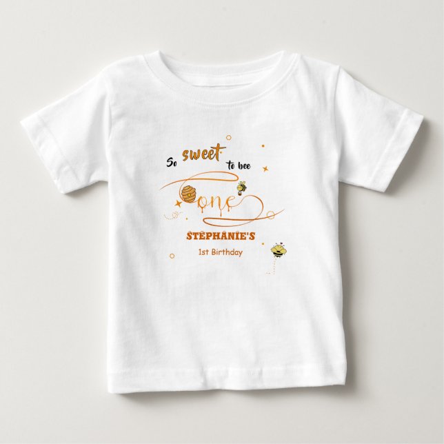 Camiseta De Bebé Tan Dulce Ser Una Linda Abeja Cumpleaños 1 (Anverso)