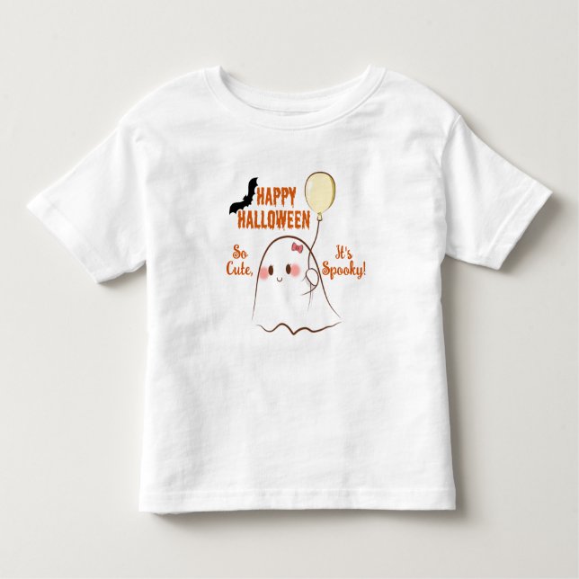 Camiseta De Bebé Tan lindo, es espeluznante chica 1er Halloween Fan (Anverso)