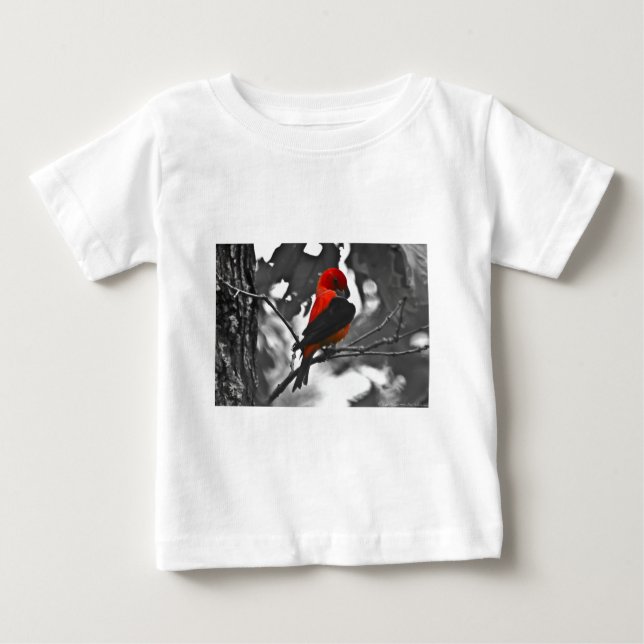 Camiseta De Bebé Tángara Escarlata macho (Anverso)