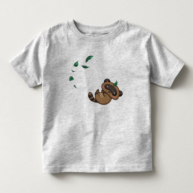 Camiseta De Bebé Tanuki y hojas (Anverso)