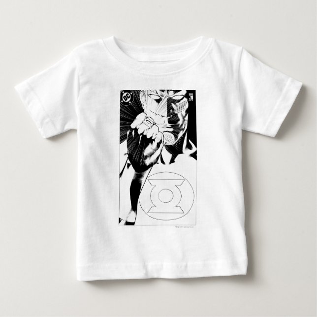 Camiseta De Bebé Tapa de cierre de linterna verde, negro y blanco (Anverso)