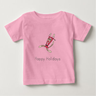 Camiseta De Bebé tarjeta de Navidad del mono del calcetín