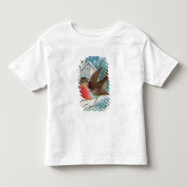 Camiseta De Bebé Tarjeta de Navidad que representa un petirrojo (Anverso)