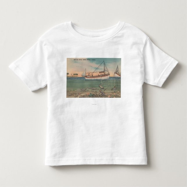 Camiseta De Bebé Tarpon Springs, FL - vista del barco y del mar (Anverso)