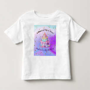Camiseta De Bebé Tarta Cumpleaños Unicornio Brillante Azul Púrpura