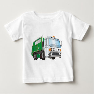 Camiseta De Bebé taxi del blanco del verde del camión de basura 3d