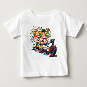 Camiseta De Bebé Tazón de Ramen Adorable Máquina de Remo Dibujo Ani
