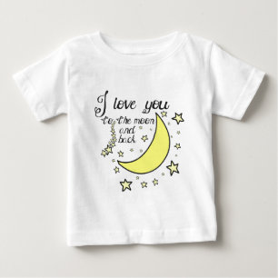 Camiseta De Bebé Te amo a la luna y a la parte posterior