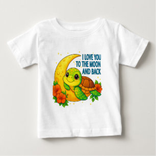Camiseta De Bebé Te amo a la luna y a la tortuga bebé