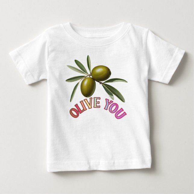 CAMISETA DE BEBÉ TE AMO ACEITUNA (Anverso)