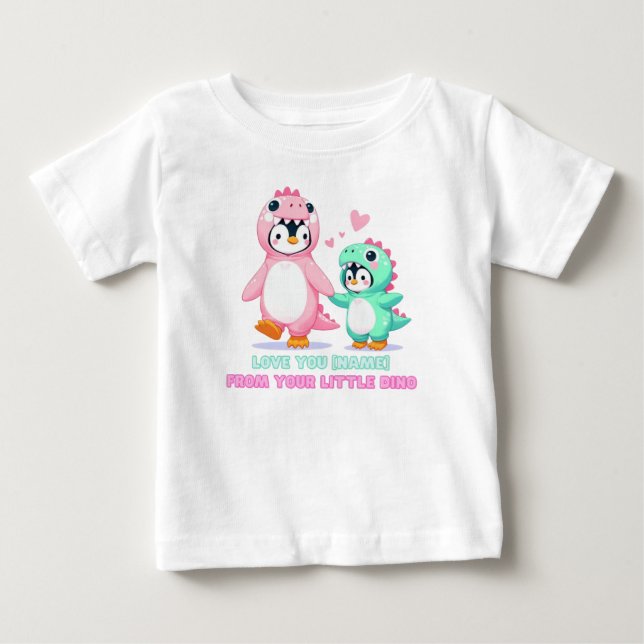 Camiseta De Bebé Te amo Dino-Mom Personalizado (Anverso)