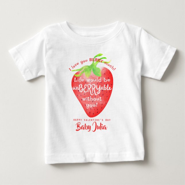 Camiseta De Bebé Te Amo Fresa Dulce Mucho Día de San Valentín (Anverso)