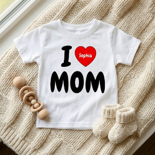 Camiseta De Bebé TE AMO MAMÁ (Texto personalizado / Regalo con nomb