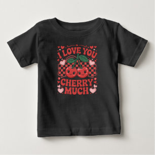 Camiseta De Bebé Te Amo Mucho Cereza Groovy Lindo Fruta San Valentí