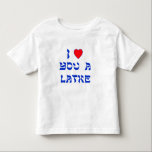 Camiseta De Bebé Te amo un Latke<br><div class="desc">¡Gran regalo de Chanukah para decir a alguien cuánto usted los ama con un juego en palabras con Latke!</div>