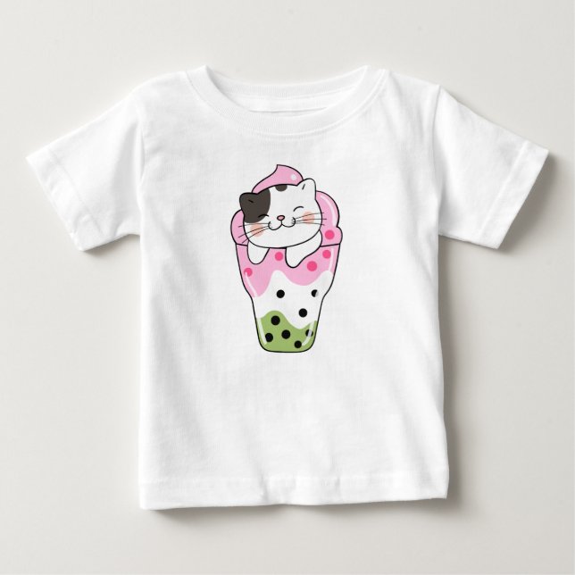 Camiseta De Bebé Té de burbujas de gato (Anverso)