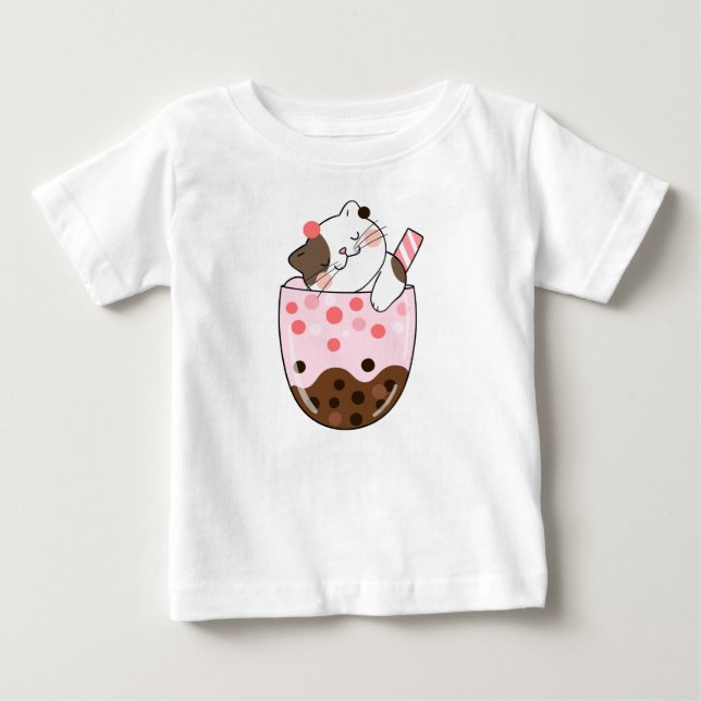 Camiseta De Bebé Té de burbujas de gato (Anverso)