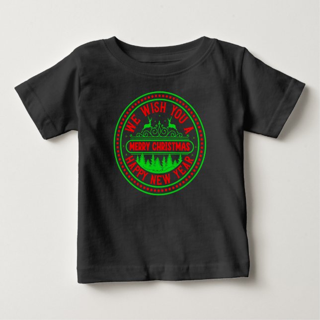 Camiseta De Bebé Te Deseamos Feliz Navidad Feliz Año Nuevo-66244 (Anverso)