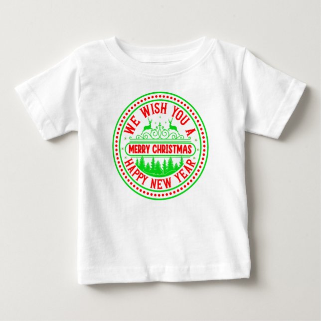 Camiseta De Bebé Te Deseamos Feliz Navidad Feliz Año Nuevo-66244 (Anverso)