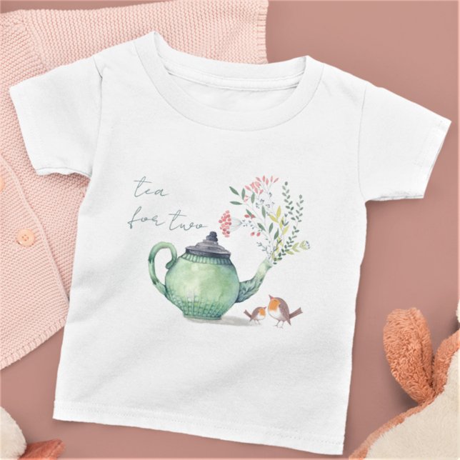 Camiseta De Bebé Té para dos | Cute Teapot & Baby Birds (Subido por el creador)