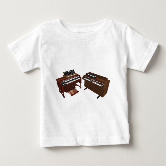 Camiseta De Bebé Teclados antiguos: Modelo 3D: (Anverso)