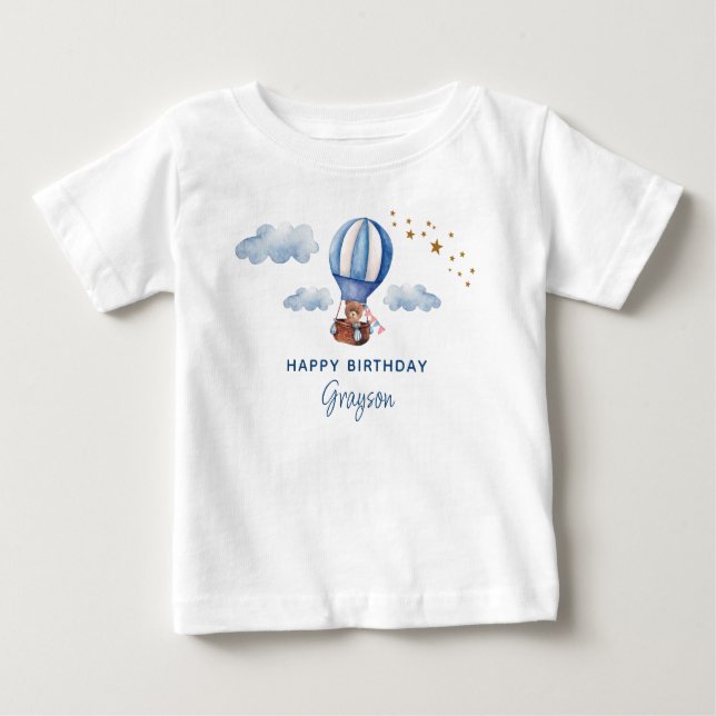 Camiseta De Bebé Teddy Bear Birthday Blue (Anverso)