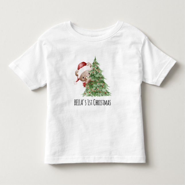 Camiseta De Bebé Teddy Bear Custom Baby’s First Christmas  (Anverso)
