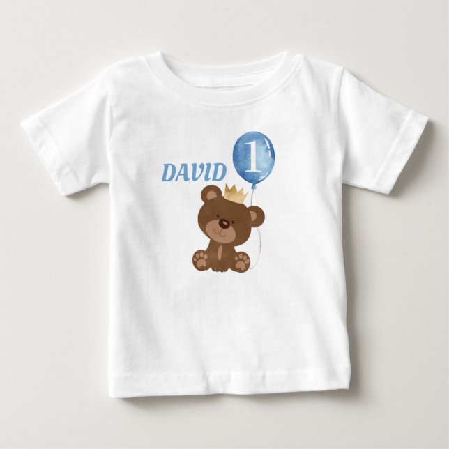 Camiseta De Bebé Teddy Bear Cute Baby Boy Cumpleaños (Anverso)