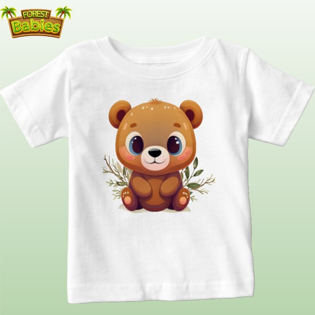 Camiseta De Bebé Teddy Bear Cute Whimsical Baby Woodland Animal 🧸 (Cute Fun Teddy Bear Cub Cartoon graphic t-shirt Woodland Wildlife Animal Character Tee baby tshirt)