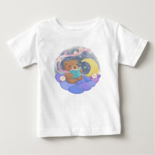 Camiseta De Bebé Teddy Bear Leyendo con Ilustracion Fluffy Monsters
