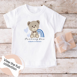 Camiseta De Bebé Teddy Bear primer cumpleaños azul