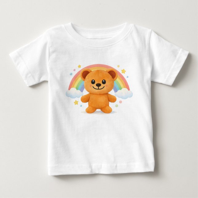 Camiseta De Bebé Teddy Bear＆Rainbow★ (Anverso)
