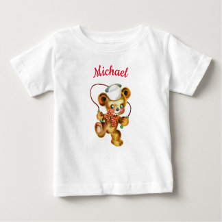 Camiseta De Bebé Teddy Bear saltando Rope nombre personalizado