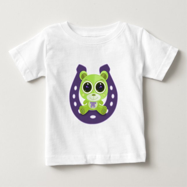 Camiseta De Bebé Teddy Bear - Verde Afortunado (Anverso)