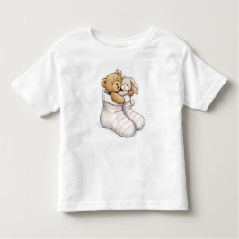 Camiseta De Bebé Teddy y Conejo calentados en calcetines