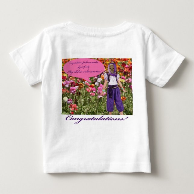 Camiseta De Bebé tee de bebé. Felicitaciones. ocelot/genie (Reverso)