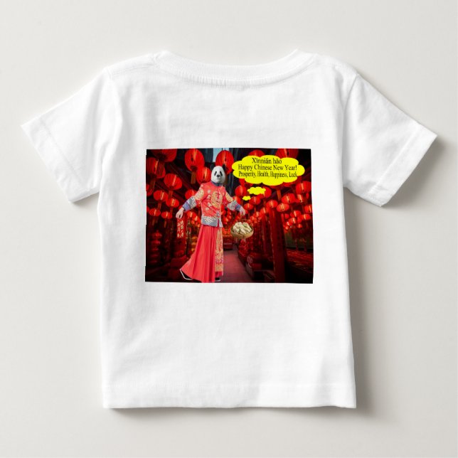 Camiseta De Bebé tee de bebé. Feliz Año Nuevo Chino. panda/hombre (Reverso)