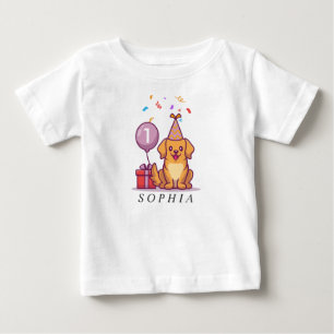 Camiseta De Bebé Tee de cachorro azul personalizado para chica de p