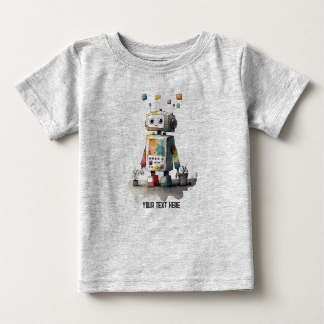 Camiseta De Bebé Tee de robots para bebés personalizados (Anverso)