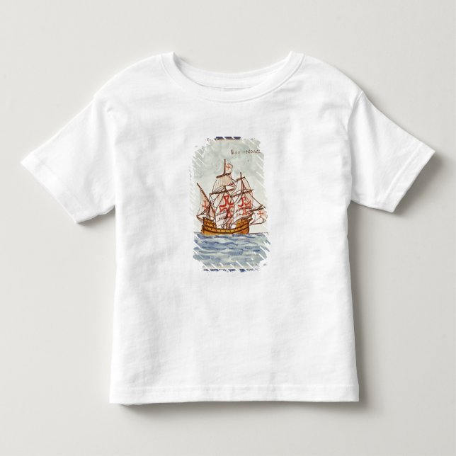 Camiseta De Bebé Teja de Azulejos que representa una nave, de (Anverso)