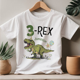 Camiseta De Bebé Tema 3-Rex Cute Dinosaur Nombre de Fiesta de terce