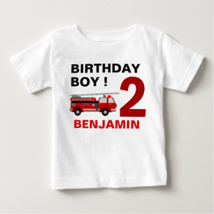 Camiseta De Bebé Tema de Camión de Bomberos Fiesta de Cumpleaños 2