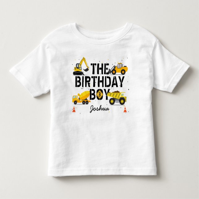 Camiseta De Bebé Tema de construcción Dump Camión niños Cumpleaños (Anverso)