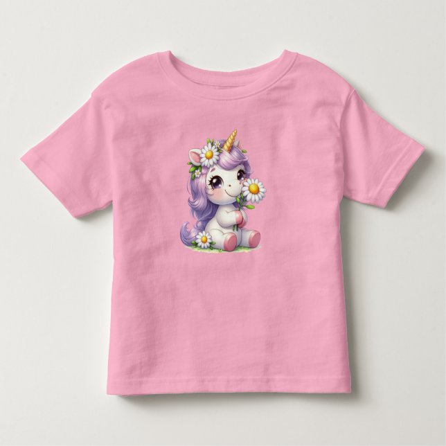 Camiseta De Bebé Tema de Cute Unicornio (Anverso)