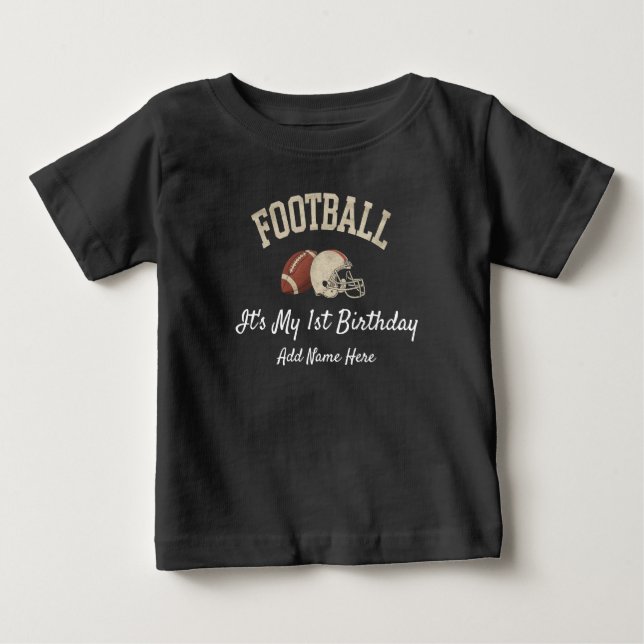 Camiseta De Bebé Tema de fútbol personalizado Cumpleaños primer año (Anverso)
