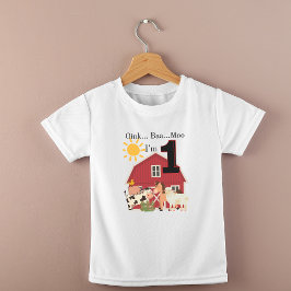 Camiseta De Bebé Tema de la granja de cumpleaños de un año