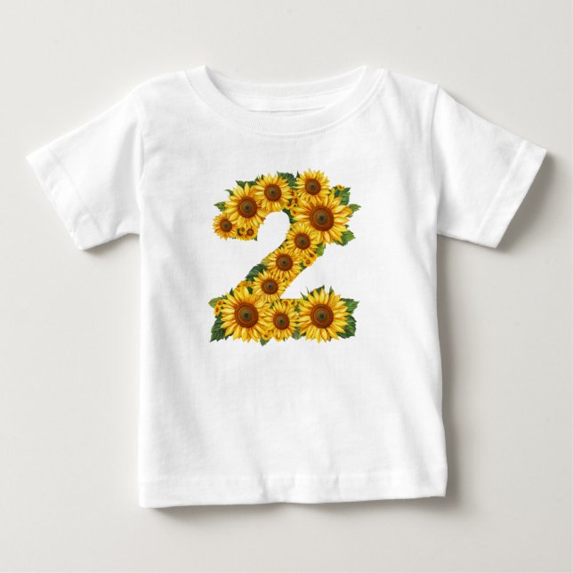 Camiseta De Bebé Tema de los girasoles número 2 Niñas menores de 2  (Anverso)