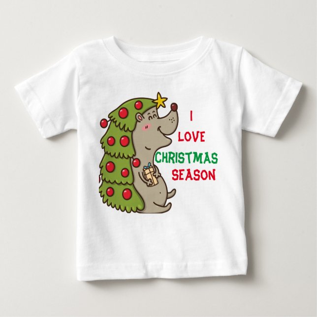 Camiseta De Bebé Tema de los Navidades Cute & Happy Hedgehog (Anverso)