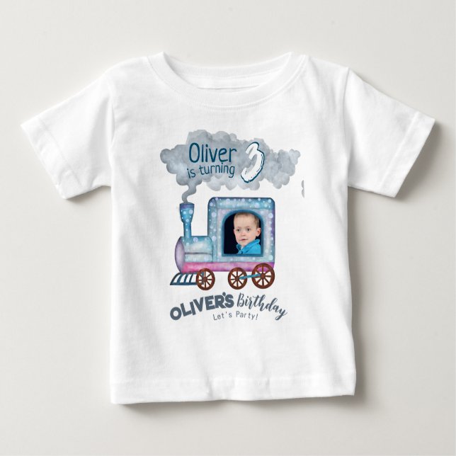 Camiseta De Bebé Tema del cumpleaños del tren ferroviario Lover (Anverso)