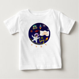 Camiseta De Bebé Tema del espacio Personalizado de cumpleaños